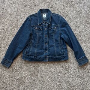 Dickies Women's XL But Fits Like Large Dark Wash Jean Denim Jacket EUC